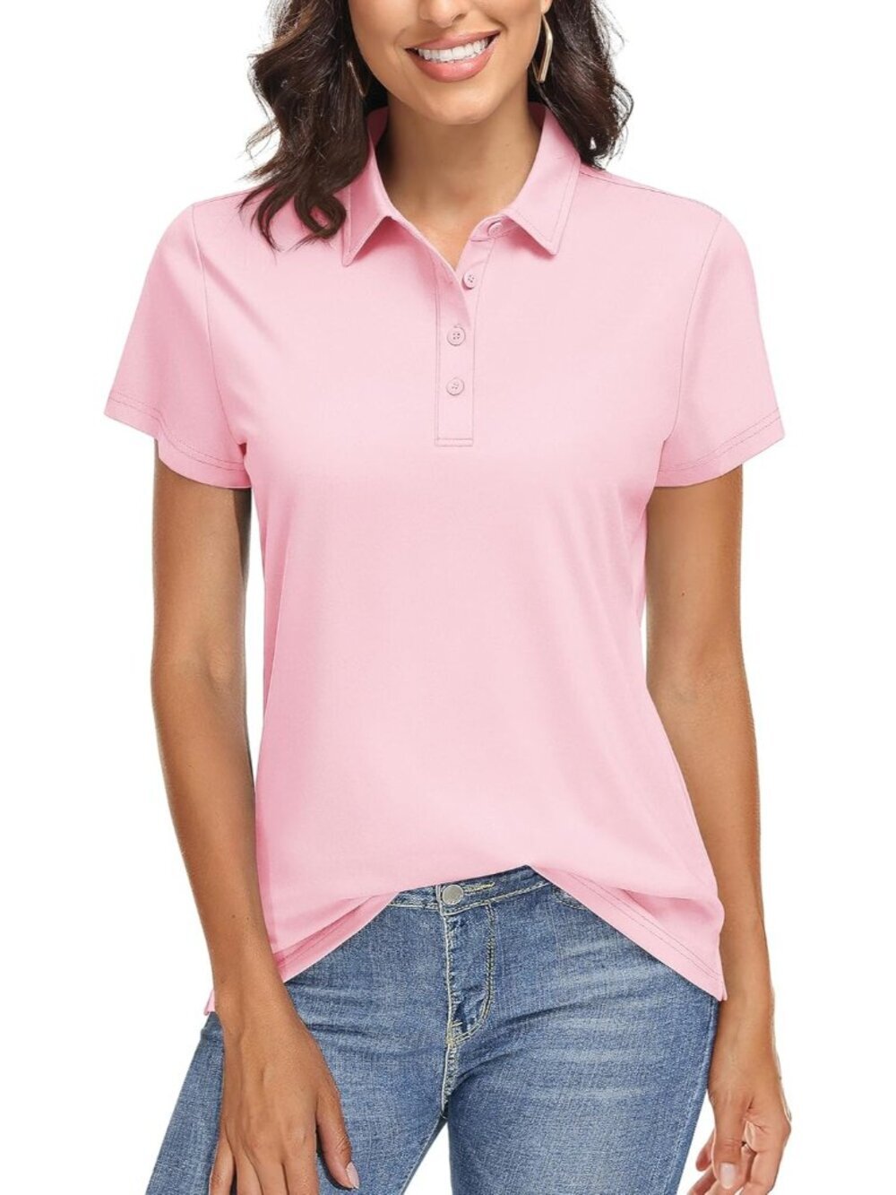 Women's04-light Pink  Golf Polo Shirt Short Sleeve UPF 50+ Sun Protection Quick
